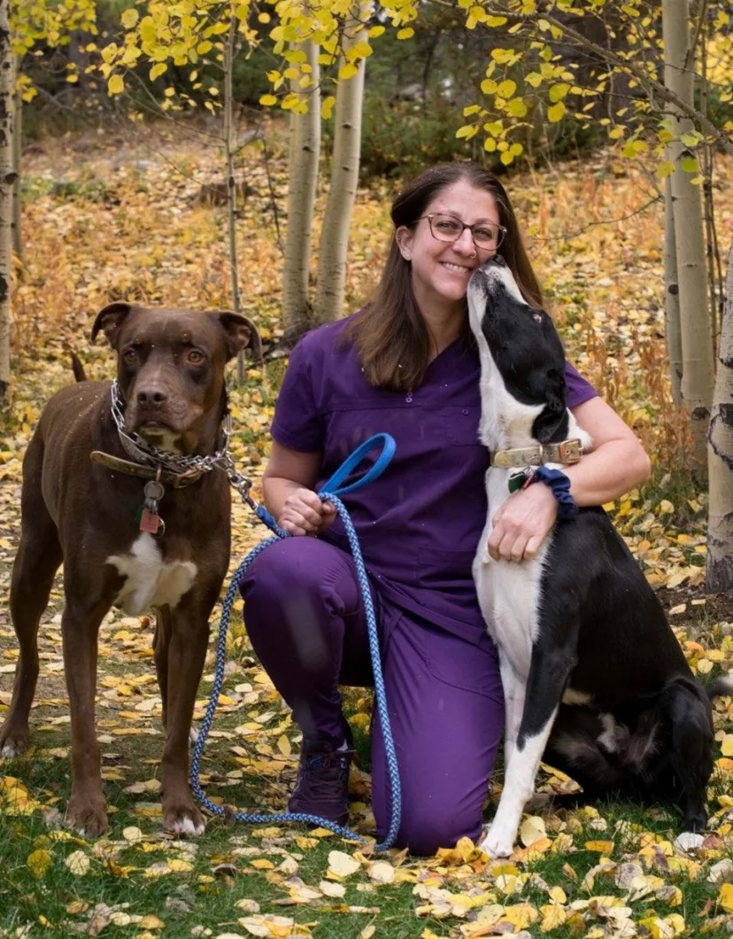 Dr. Tracy Keppel-Kolb with 3 dogs